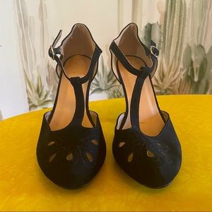 Graham Street Shoe Co black T-strap heels